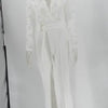 White Jumpsuit Women Overalls Elegant Lace Long One Piece High Waist Feather Y2k Sexy Wedding Party Night Evening Rompers