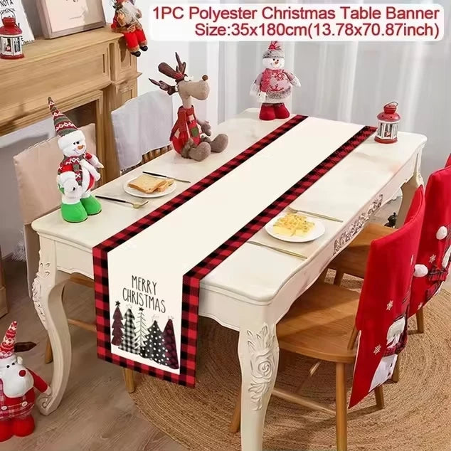 Christmas Table Runner Merry Christmas Decoration for Home Table 2024 Xmas Ornament Navidad Notal Noel Happy New Year Gifts 2025