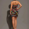 Women 2025 New Sexy Backless Halter Jacquard Two Piece Mini Skirt Bandage Set Celebrity Designer Evening Party Women's Set