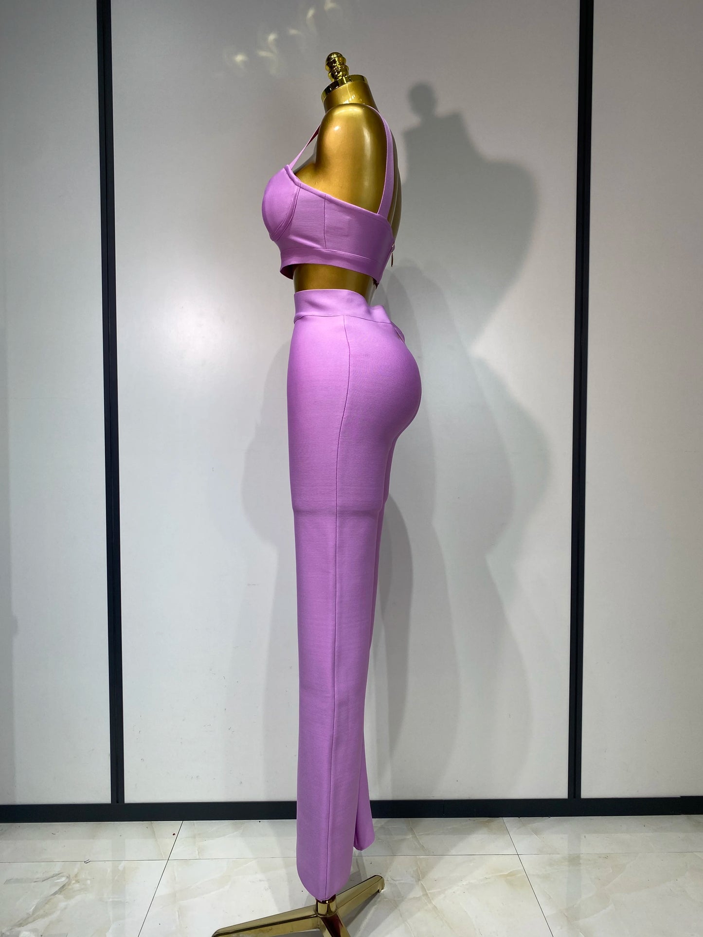 High Quality Elegant Bandage Top Pant Set Women Sexy Evening Party Nightclub Luxury Birthday High Street Fashion Two Piece Set