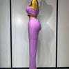 Women Sexy Bandage Crop Top Pant Set Evening Party Club Luxury Birthday High Street Fashion Elegant Luxury Birthday Outfit ﻿