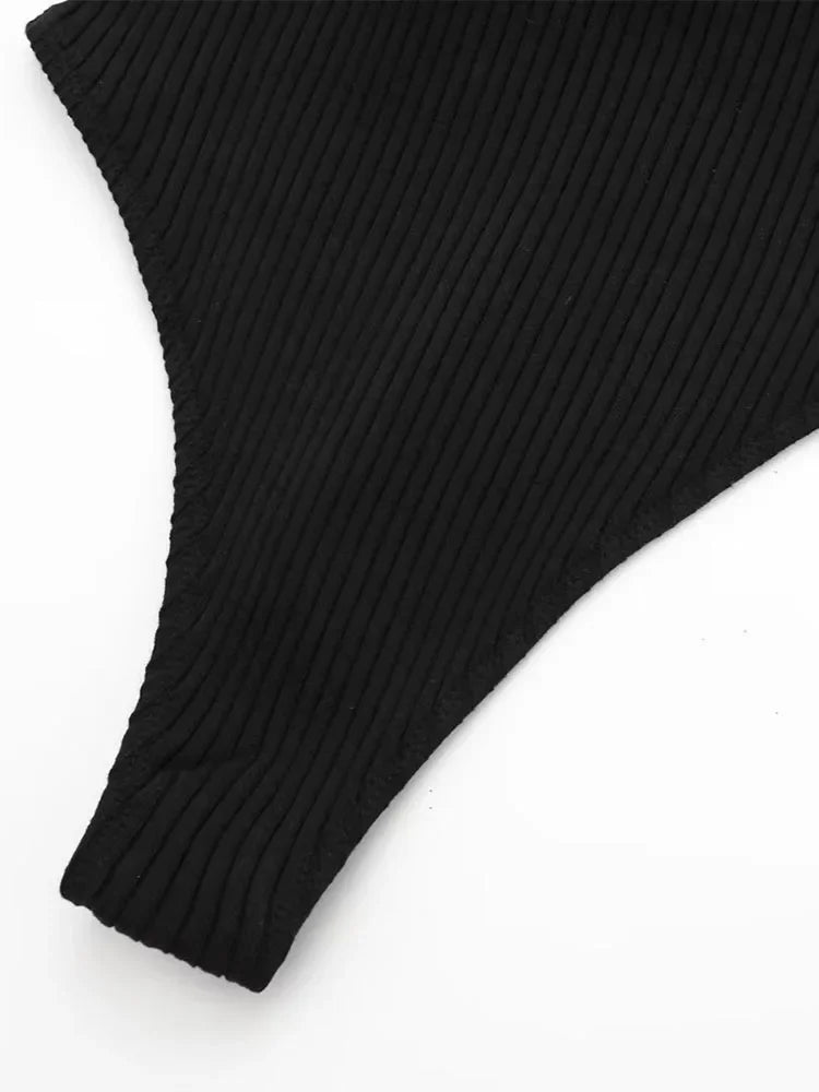 Willshela Women Fashion Ribbed Bodysuit With Organza Ruffle Vintage High Elastic Sexy y2k Female Chic Lady Tops body femme