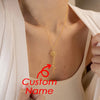 eManco Custom Birth Month Botanical Flower Pendant Stainless Steel Gold Plated Personalized Name Necklace Women's Accessories