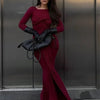 Tossy Female Pleated Sexy Maxi Dress Patchwork Twist Slim Long Sleeve Solid Y2k Autumn Streetwear Dress Women's Bodycon Dress