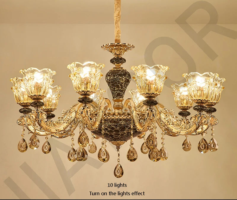 Chandelier Living Room Grand Luxury Crystal Lamp Dining Room Bedroom Decoration French Retro Chandelier Lighting Fixtures