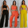 FAGADOER Sexy Ruched Patchwork Bodycon Jumpsuits for Woman Halter Sleeveless Wide-leg Romper Female Streetwear Overalls 2025 New