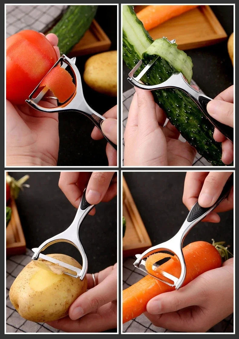 Serrated Blade/Flat Edge Peeler Potato Peeler Slicer Knife Watermelon/Melon Grater Kitchen Multi-Purpose Tool