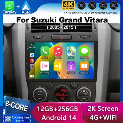 Android 14 Carplay Auto 4G+WiFi DSP For Suzuki Grand Vitara 2005-2015 Car Radio Multimedia Video Player GPS Head Unit Stereo BT