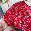 Summer Pleated Women Buttons Dresses Casual Beach Holiday Short Sleeve V Neck Woman Midi Dress Bohemian Mujer Vestidos