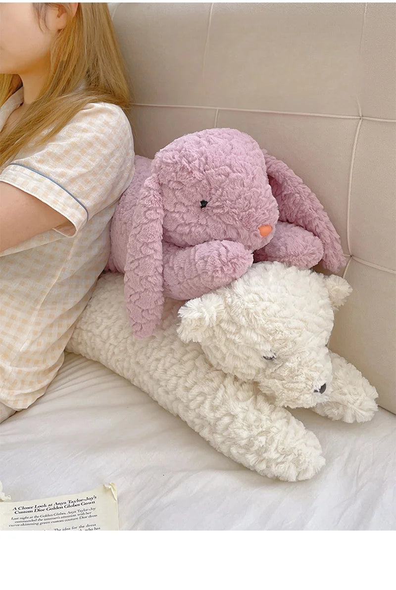 Large Rabbit Body Pillow Long Bear Cute Stuffed Animal Rabbit Sleeping Cushion Decorative Body Pillow Chair Back Cushion Decor
