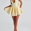 Women Halter Neck Short Dress Summer Jacquard Big Bow Backless Bandage Elegant Evening Party Dresses for Cocktail Prom Wedding