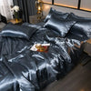 Nordic Satin Silk Bedding Set with Duvet Cover Bed Sheet Pillowcases Luxury Solid Single Double Couple Pillow Case Bedsheet