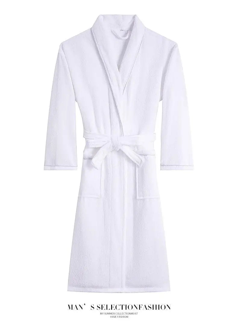 100% Cotton Couples Long Thick Absorbent Terry Bath Robe Kimono Men Light Weight Towel Bathrobe Sleepwear Women Hotel Gown Robes
