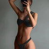 Bikini Set Women Sexy Sleeveless One Shoulder Swimsuit Two-Piece Swimwear 2025 Summer New Fashion Solid Color Bathing Beachwear