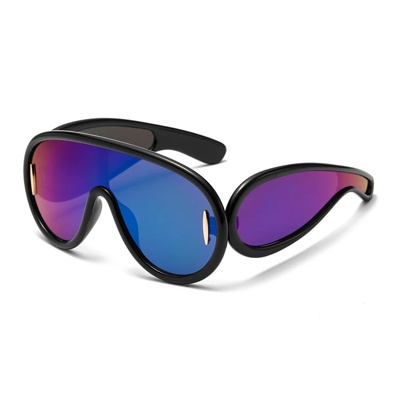 New Fashion Personality Hip Hop Cool Cyberpunk Sunglasses with Large Frame UV400 Anti UV Eyeglasses Oculos De Sol Feminino