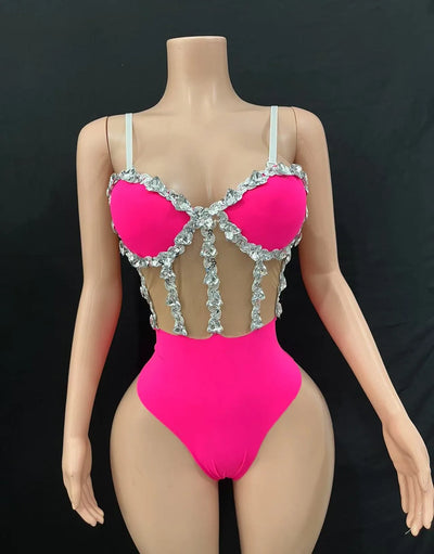 Multi colored triangle jumpsuit, party dress, birthday dress, bar party, dance party, dance team, gogo, women's bar, nightclub,