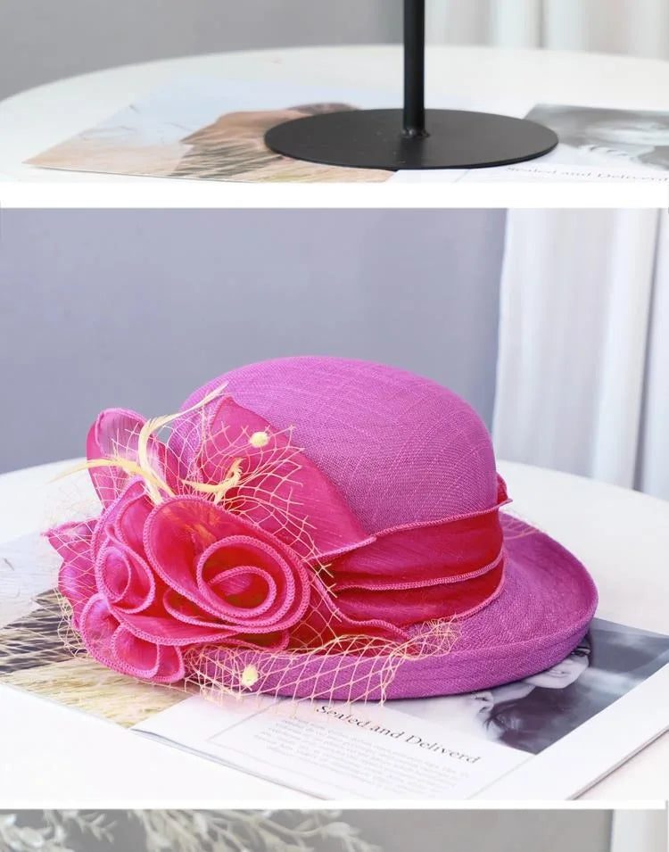 Flower Fascinators Races Hats For Women Elegant Banquet Fascinator Hat Girls Ladies Formal Wedding Dress Fedora Hats