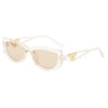 New Small Frame Cat Eye Sunglasses Women Personality Hollow Triangle Sun Glasses Men Trendy Retro Oval Gafas De Sol Mujer