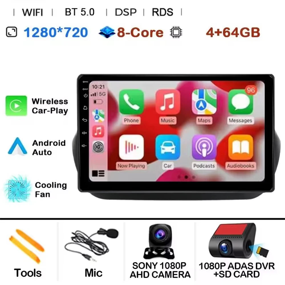 Android 14 Radio For Fiat Fiorino Qubo For Citroen Nemo For Peugeot Bipper 2008-2017 Car stereo Multimedia Player Carplay Auto