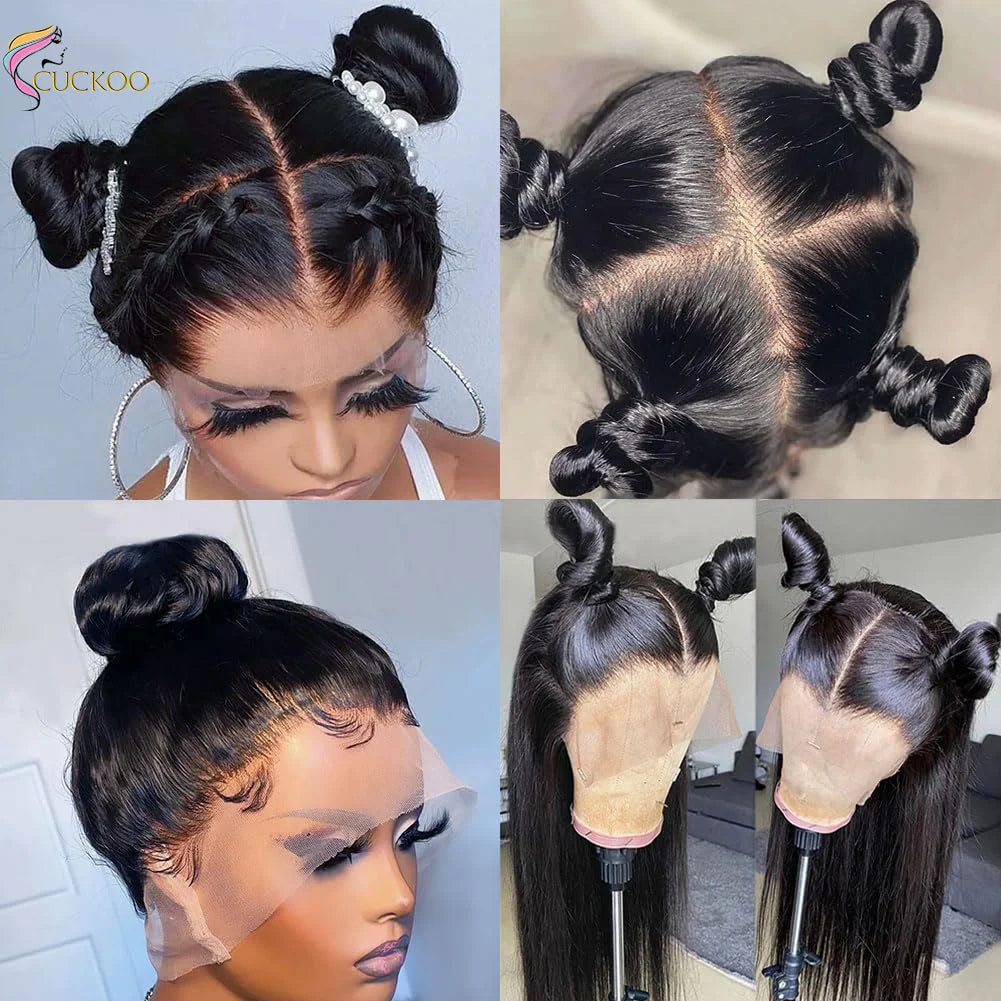 250 Density 360 Full Lace Wigs 100% Human Hair Glueless PrePluck Brazilian Straight 13x4 Transparent Lace Frontal Wig For Women