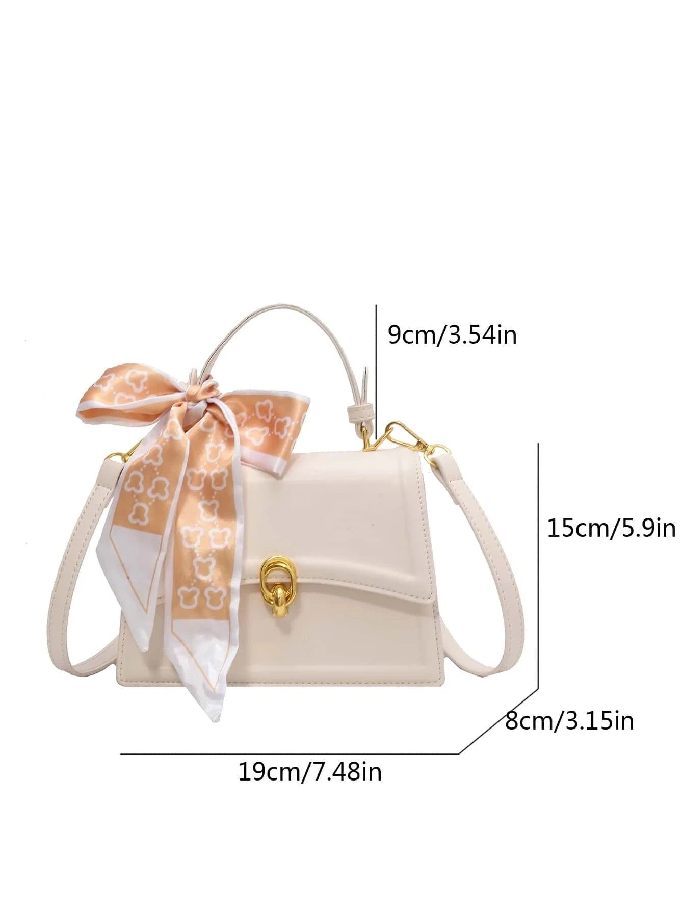 Bow Decor Lightweight Flap Bag, Business Casual Mini Women's Shoulder Bag Skinny Scarf Decor Square Bag For Teen Girls Women