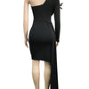 Temperament Women's Dresses Sexy Single Shoulder Feather Patchwork Long Straps Mini Dress Chic Solid Bodycon Party Dress Outfits