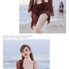Bikini Sets Women Long Sleeve Irregular Three Pieces Lace-up Summer Sun-proof Vintage European Style Sexy Swimwear Beach Outfit
