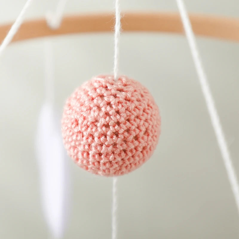 Baby Crib Mobile Bed Bell Rattle Toys Wooden Crochet Stars Pendant Bed Bell Toys Newborn Comfort Crib Bracket Hanging Toys Gifts