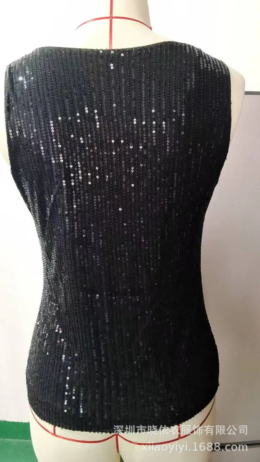 Women's Summer New Item Solid Color Fashion Sequin Light Mature Sexy V-neck Sleeveless Camisole Vest Pullover Top