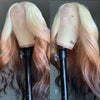 613 Blonde with Brown Ombre Wig Synthetic Lace Front Wig Long Straight Body Wave 13x4 Frontal Gradient Colored Wigs for Women