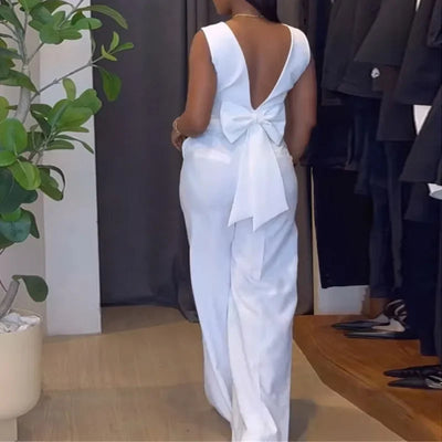 Two Piece Sets Women Pant Set Sleeveless V Neck Casual Pants Y2k Tops Wide Leg Long Pants High Waist Elegant Party Streetwear