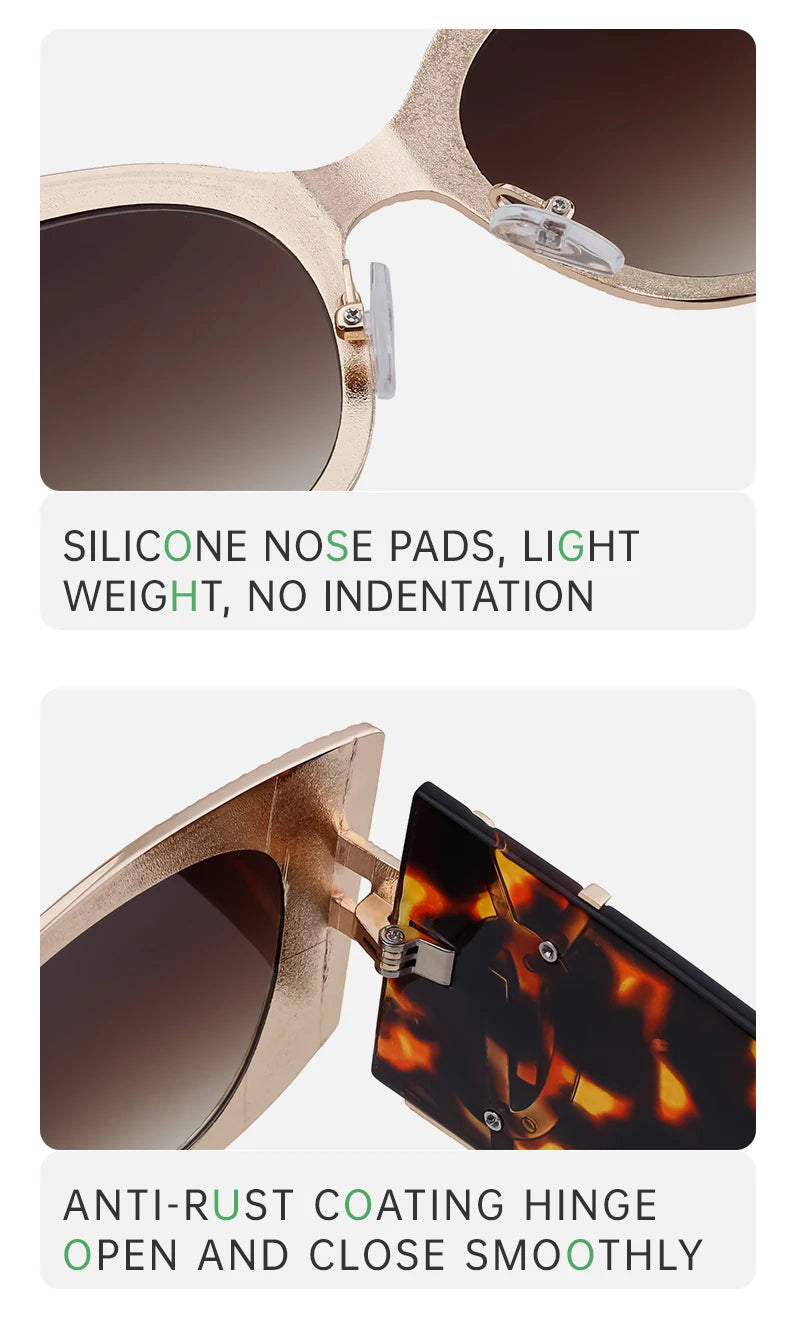 Oversized Cat Eye Sunglasses Women 2024 Luxury Brand Designer Punk Round Sun Glasses For Ladies Trendy Big Frame Eyewear UV400