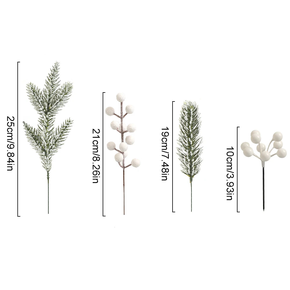 4/12/20Pcs Artificial Pine Needles Berry Set Vine Garland Accessories Christmas Tree Decoration Ornament for Home Decor New Year