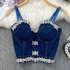 Streetwear Diamonds Denim Vest Female Bra Sleeveless Backless Sexy Summer Tank Tops For Women Camisole y2k Crop Top 2025