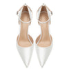 Baotou Hollow High Heel Women's Sandals Pointed Tip Thin Heel One-word Button Rhinestone Wedding Shoes Bridal Shoes