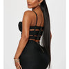 Women Celebrity Sexy Cut Out Mental Black White Mini Bodycon Bandage Skirt Set 2023 Elegant Evening Birthday Club Party Outfits