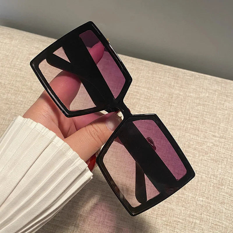 New Vintage Large Frame Sunglasses Women's Brand Designer Square Sun Glasses Women Travel Fashion Eyewear UV400 Gafas De Sol