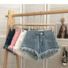 ITOOLIN Women Vintage Tassels Denim Shorts Button Loose High Waist A-line Jean Shorts Casual Women Office Trousers Streetwear