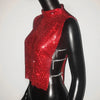Sexy Rhinestone Backless Party Crop Top Women Glitter Turtleneck TShirt Adjustable Metal Chain Summer Nightculb Diamond Tank Top