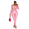 Leosoxs Women Hollow Out Sexy Party Clubwear Long Sleeve Jumpsuits 2024 Winter Autumn Slash Neck Crop One Piece Suit Rompers