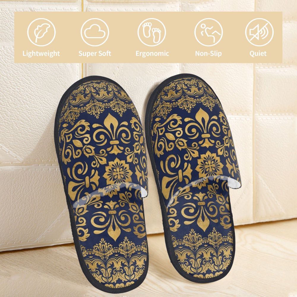 Custom Queen Of Absolutely Everything Gold Baroque Soft Memory Foam House Slippers Women Comfy Warm Anti-skid Sole Slipper