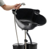 Portable Shampoo Basin with 2 Water Buckets 30cm Deep Salon Hair Washing Sink Adjustable Height Angle Mobile Shampoo Bowl Unit