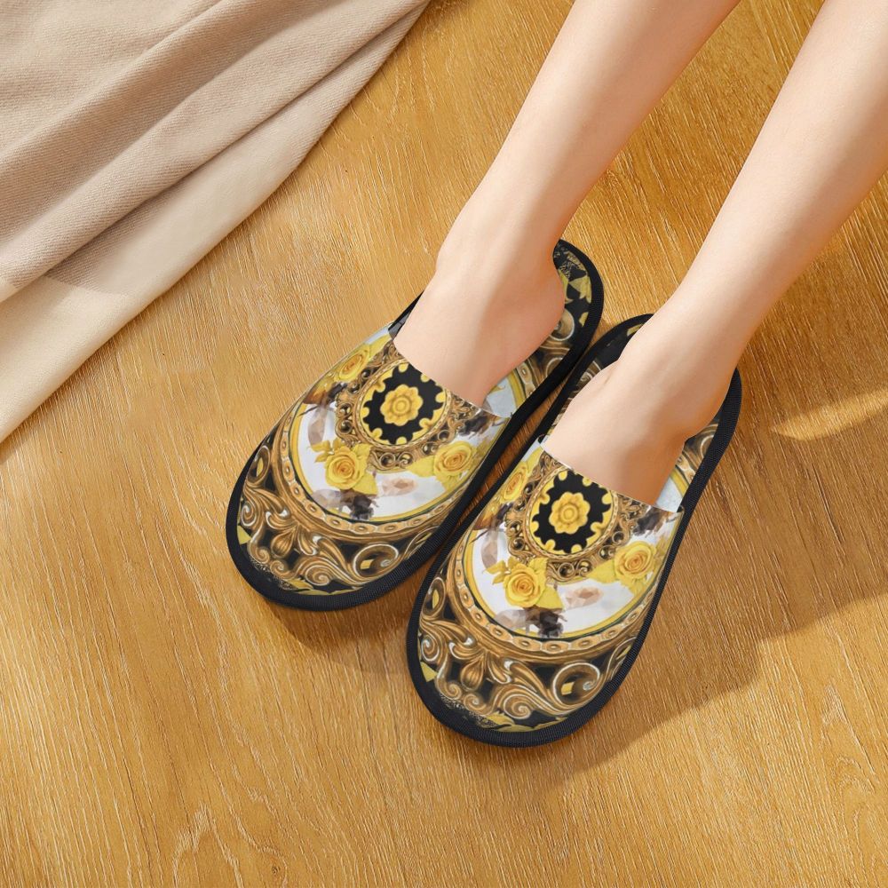 Custom Queen Of Absolutely Everything Gold Baroque Soft Memory Foam House Slippers Women Comfy Warm Anti-skid Sole Slipper