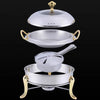 Dish Stainless Steel Cooking Round Buffet Warmer Tray Durable Frame with Lid Fuel Holder Cookware Set