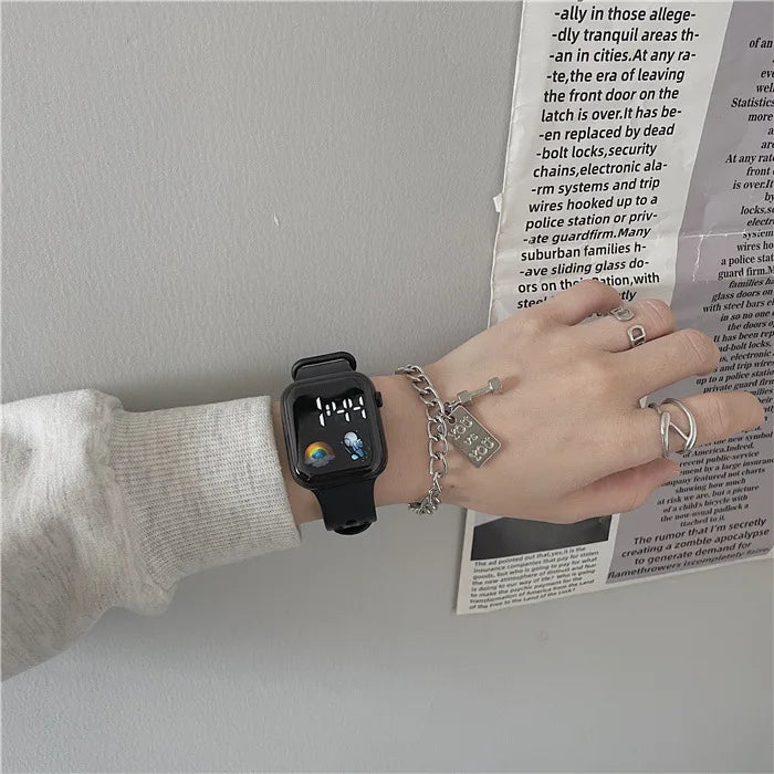 Technological LED Astro Watch for Women and Men Students Ins High Beauty Watches with Simple Fashion and Waterproof Electronics