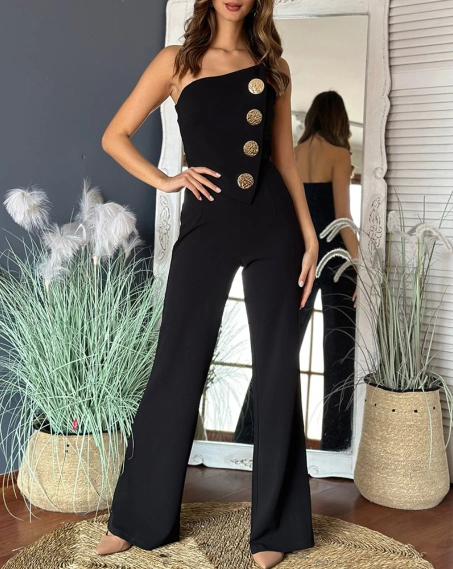 Elegant Jumpsuit for Women Dressy Sexy Off Shoulder Wide Leg Pant Suit One Piece Party Outfits