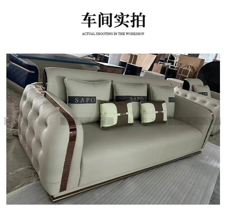 Luxury Fancy Living Room Sofa Genuine Leather Designer Italian Sofa Loveseat Single Canape Salon De Luxe Apartment Furniture