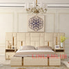 MANBAS Luxury Modern King Size Bed with Soft Upholstered Headboard and Storage Nightstands - Genuine Leather Bedroom Furniture