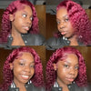 Brazilian Deep Wave 99J Burgundy Lace Front Human Hair Wig 13x4 Deep Curly Short Bob Wigs Human Hair Red Colored Water Wave Wigs