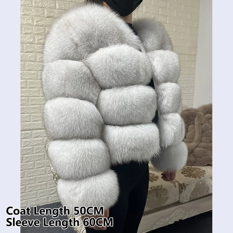 2025 MAOMAOKONG Natural Real Fox Fur Coat Women Winter Long Sleeve Luxury Raccoon Fur Jackets Thick Top Female Furry Coat Vest